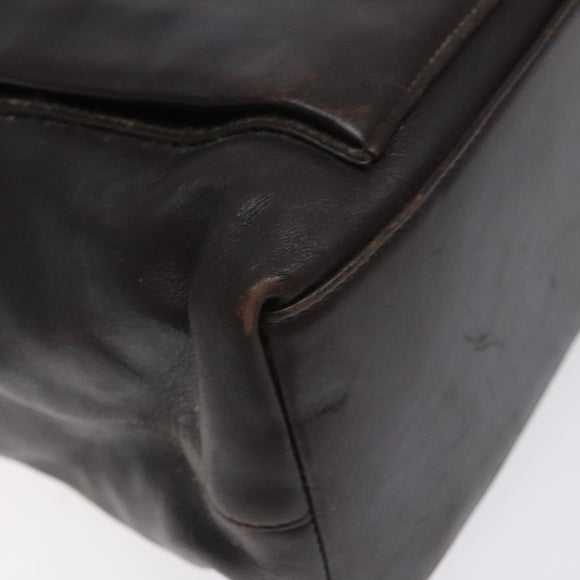 GUCCI Bamboo Hand Bag Leather 2way Dark Brown Gold Auth 121135