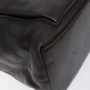 GUCCI Bamboo Hand Bag Leather 2way Dark Brown Gold Auth 121135-15