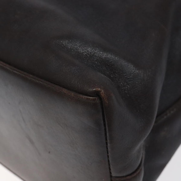 GUCCI Bamboo Hand Bag Leather 2way Dark Brown Gold Auth 121135