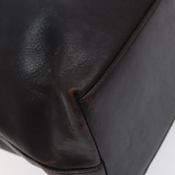 GUCCI Bamboo Hand Bag Leather 2way Dark Brown Gold Auth 121135