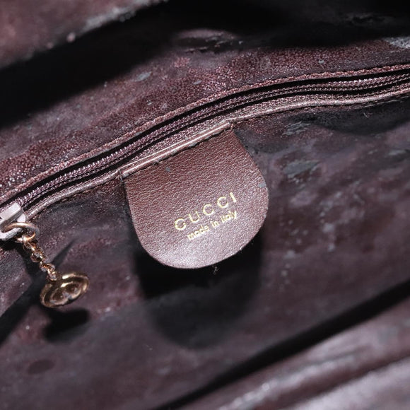 GUCCI Bamboo Hand Bag Leather 2way Dark Brown Gold Auth 121135