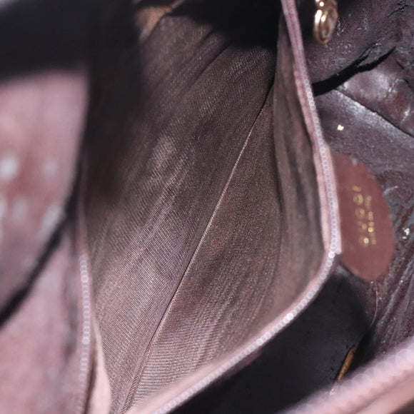 GUCCI Bamboo Hand Bag Leather 2way Dark Brown Gold Auth 121135