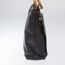 GUCCI Bamboo Hand Bag Leather 2way Dark Brown Gold Auth 121135-4
