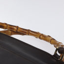 GUCCI Bamboo Hand Bag Leather 2way Dark Brown Gold Auth 121135-14