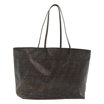 FENDI Zucca Canvas Tote Bag Black Brown Auth 121138