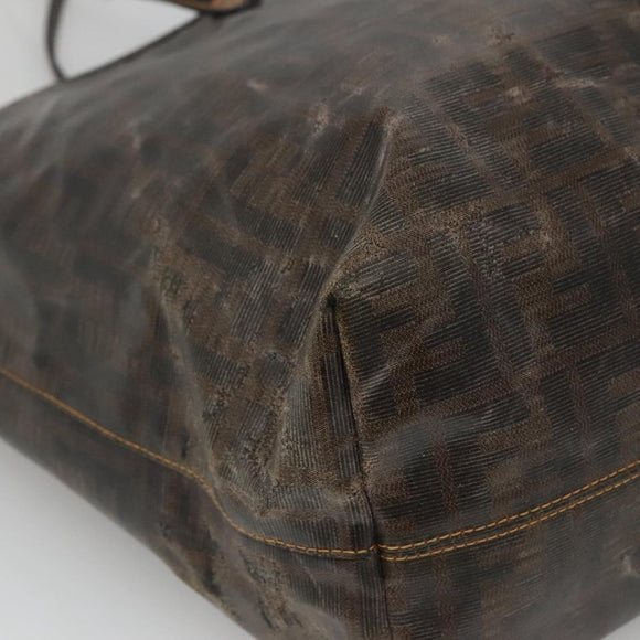 FENDI Zucca Canvas Tote Bag Black Brown Auth 121138