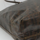 FENDI Zucca Canvas Tote Bag Black Brown Auth 121138-16