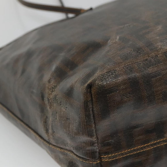 FENDI Zucca Canvas Tote Bag Black Brown Auth 121138