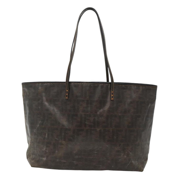 FENDI Zucca Canvas Tote Bag Black Brown Auth 121138