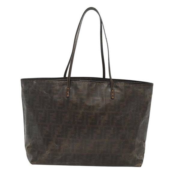 FENDI Zucca Canvas Tote Bag Black Brown Auth 121138