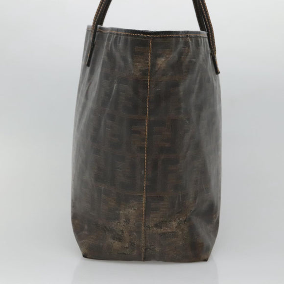 FENDI Zucca Canvas Tote Bag Black Brown Auth 121138