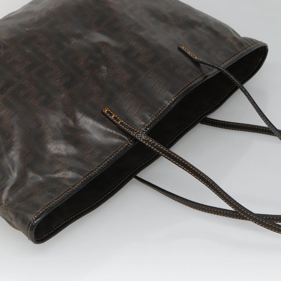 FENDI Zucca Canvas Tote Bag Black Brown Auth 121138
