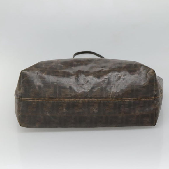 FENDI Zucca Canvas Tote Bag Black Brown Auth 121138
