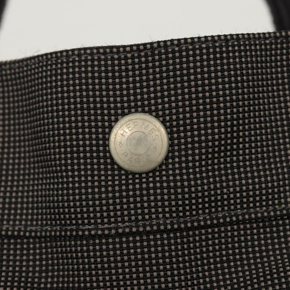 HERMES Her Line MM Hand Bag Canvas Gray Auth 121140