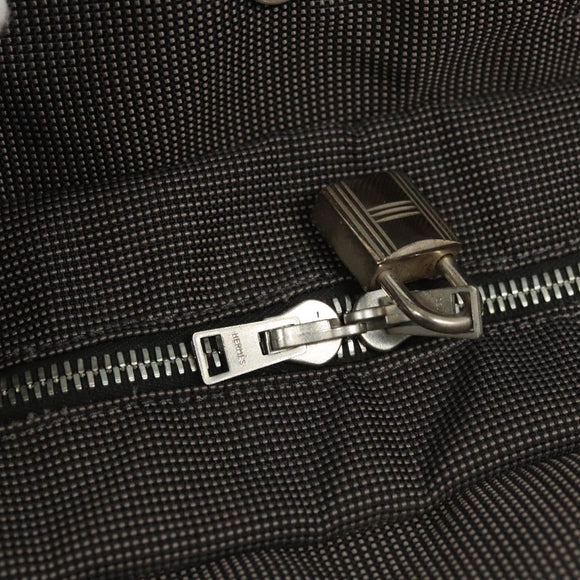 HERMES Her Line MM Hand Bag Canvas Gray Auth 121140