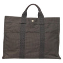 HERMES Her Line MM Hand Bag Canvas Gray Auth 121140-13