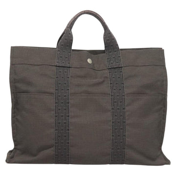 HERMES Her Line MM Hand Bag Canvas Gray Auth 121140 - 0