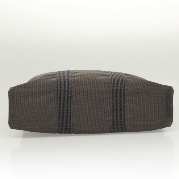 HERMES Her Line MM Hand Bag Canvas Gray Auth 121140