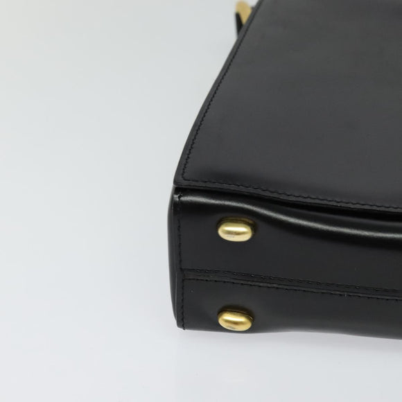 CELINE Shoulder Bag Leather Black Gold Auth 121142