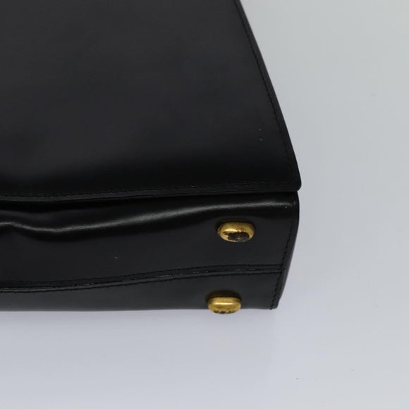 CELINE Shoulder Bag Leather Black Gold Auth 121142