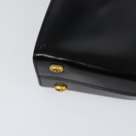 CELINE Shoulder Bag Leather Black Gold Auth 121142