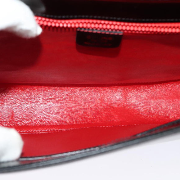 CELINE Shoulder Bag Leather Black Gold Auth 121142