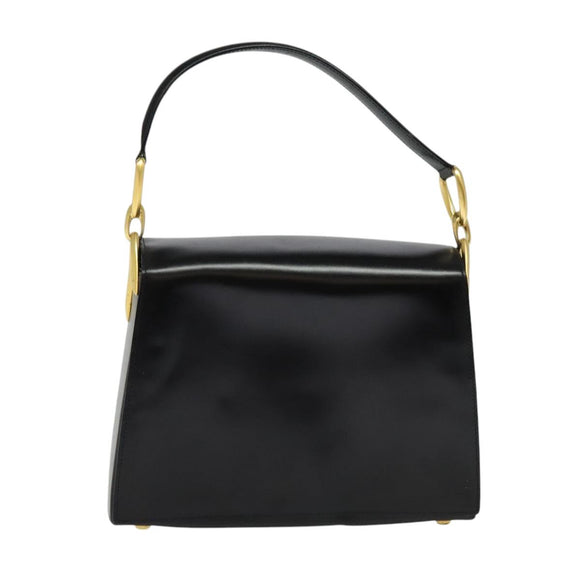 CELINE Shoulder Bag Leather Black Gold Auth 121142