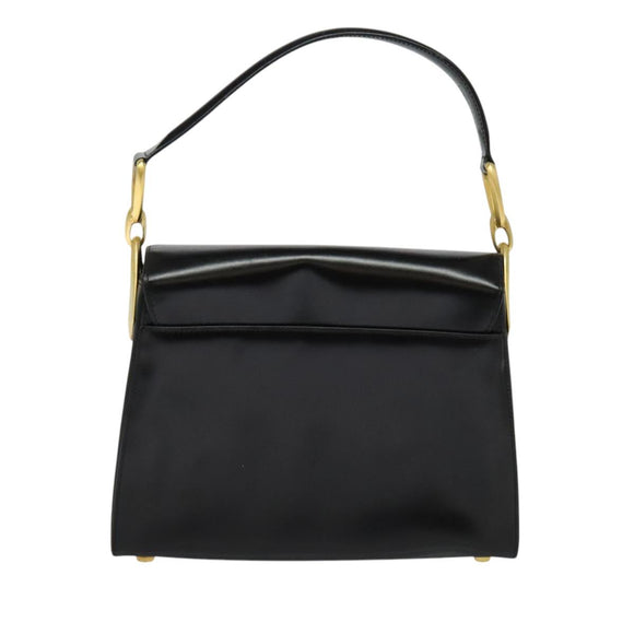 CELINE Shoulder Bag Leather Black Gold Auth 121142