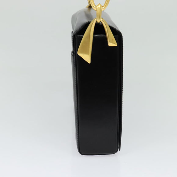 CELINE Shoulder Bag Leather Black Gold Auth 121142