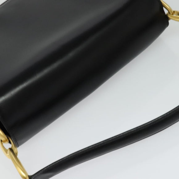 CELINE Shoulder Bag Leather Black Gold Auth 121142