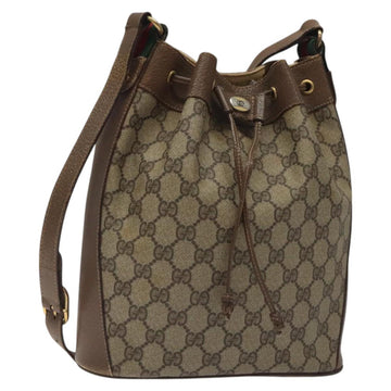 GUCCI GG Supreme Web Sherry Line Shoulder Bag PVC Beige 14 02 034 Auth 121156