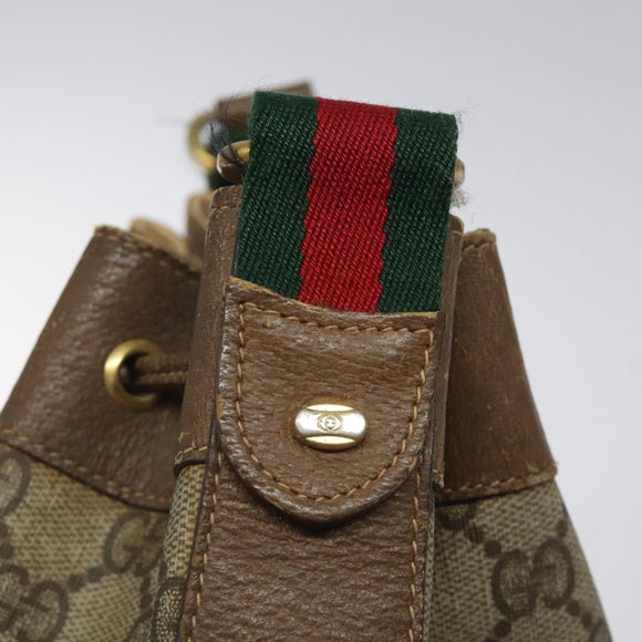 GUCCI GG Supreme Web Sherry Line Shoulder Bag PVC Beige 14 02 034 Auth 121156