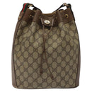 GUCCI GG Supreme Web Sherry Line Shoulder Bag PVC Beige 14 02 034 Auth 121156-2