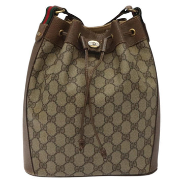GUCCI GG Supreme Web Sherry Line Shoulder Bag PVC Beige 14 02 034 Auth 121156 - 0