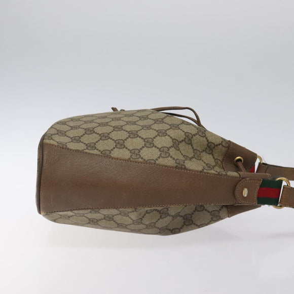 GUCCI GG Supreme Web Sherry Line Shoulder Bag PVC Beige 14 02 034 Auth 121156