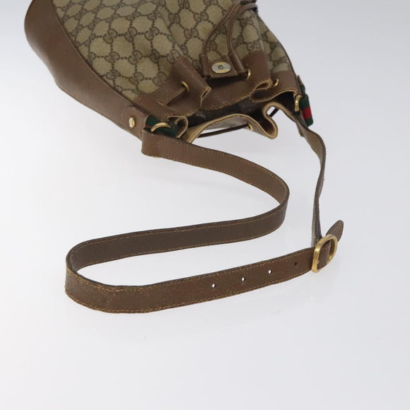 GUCCI GG Supreme Web Sherry Line Shoulder Bag PVC Beige 14 02 034 Auth 121156