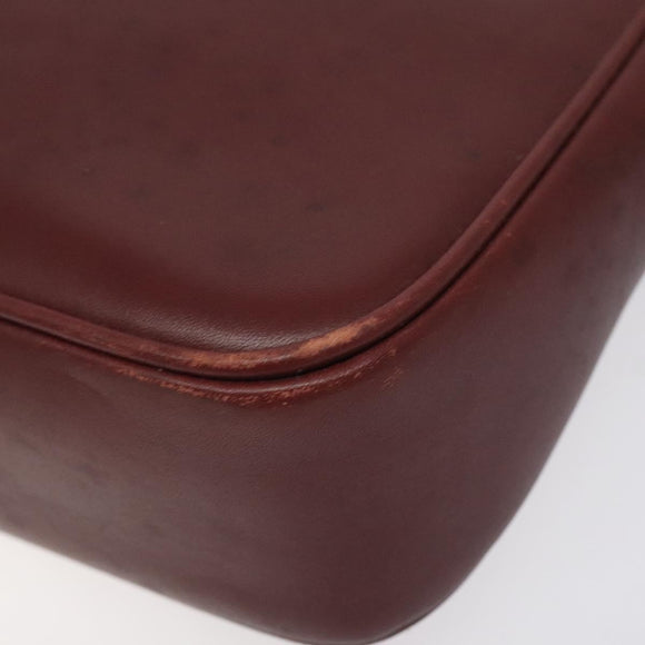 CARTIER Shoulder Bag Leather Red Gold Auth 121159