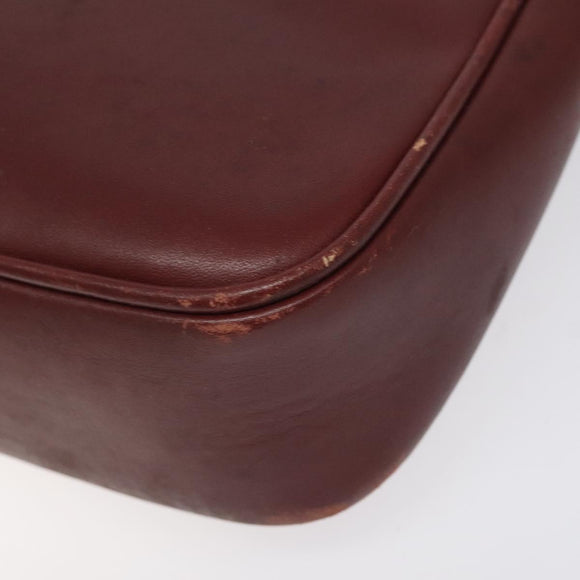 CARTIER Shoulder Bag Leather Red Gold Auth 121159