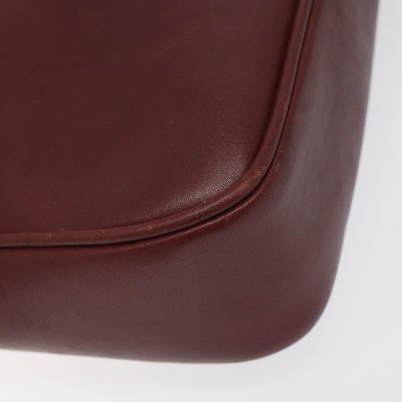 CARTIER Shoulder Bag Leather Red Gold Auth 121159