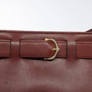 CARTIER Shoulder Bag Leather Red Gold Auth 121159-14