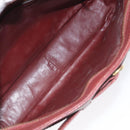 CARTIER Shoulder Bag Leather Red Gold Auth 121159-17