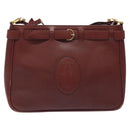 CARTIER Shoulder Bag Leather Red Gold Auth 121159-2
