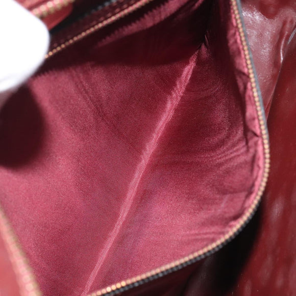 CARTIER Shoulder Bag Leather Red Gold Auth 121159
