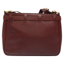 CARTIER Shoulder Bag Leather Red Gold Auth 121159-2