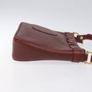 CARTIER Shoulder Bag Leather Red Gold Auth 121159-3