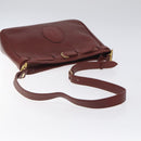 CARTIER Shoulder Bag Leather Red Gold Auth 121159-7
