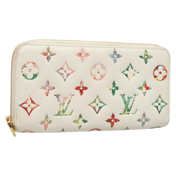 LOUIS VUITTON Monogram Garden Zippy Wallet White M81694 LV Auth 121163