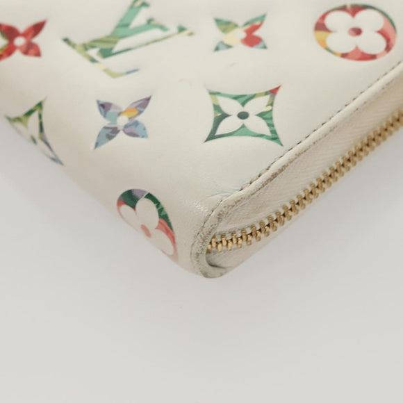 LOUIS VUITTON Monogram Garden Zippy Wallet White M81694 LV Auth 121163