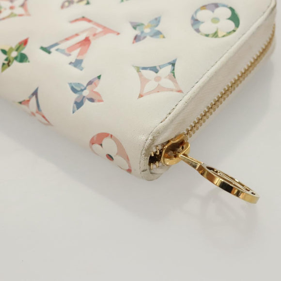 LOUIS VUITTON Monogram Garden Zippy Wallet White M81694 LV Auth 121163