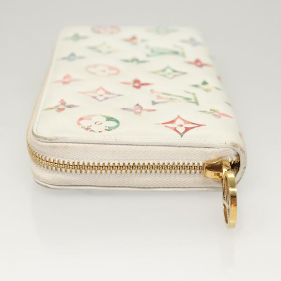 LOUIS VUITTON Monogram Garden Zippy Wallet White M81694 LV Auth 121163